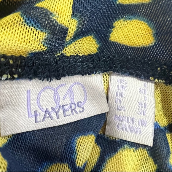 LOGO Layers Lori Goldstein Womens Blue and Yellow Long Sleeve Blouse Size Large - Picture 4 of 6